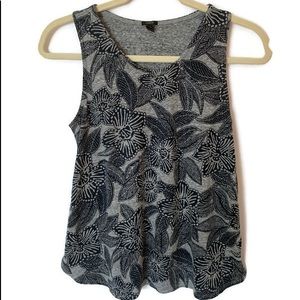 J. CREW Size XS Navy Blue and Gray Floral Tank Top